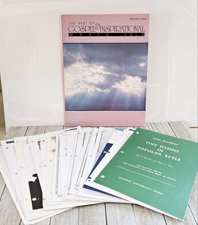 Vintage Set of 19 Religious Piano Music Song Book Pamphlets and The Best of Gospel and Inspirational Music Volume 2 Paperback Song Book. Lot includes: