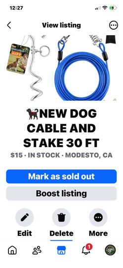 Dog cable and stake 30 ft
