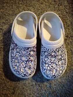 Crocs Sandals - Hand Painted, Unique Design / Size 7