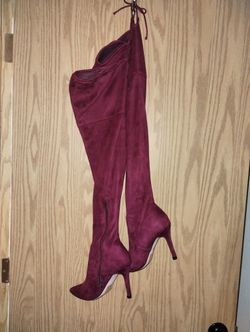 Burgundy Thigh High Boots