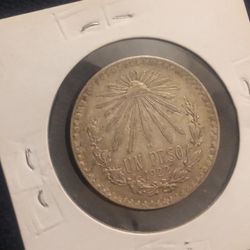 Mexico Un Peso 1922 Silver .720 Coin Uncirculated 