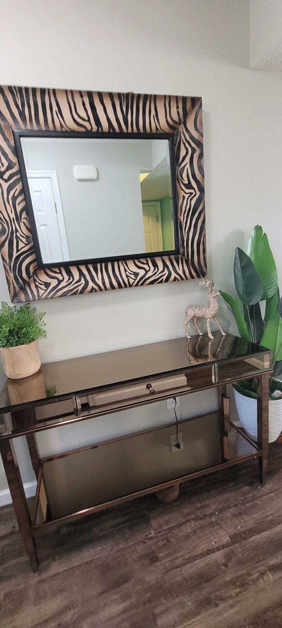 Noelle Glass Top Console Table
