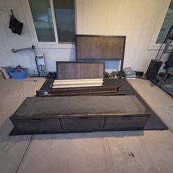 Full size bed frame with drawers 