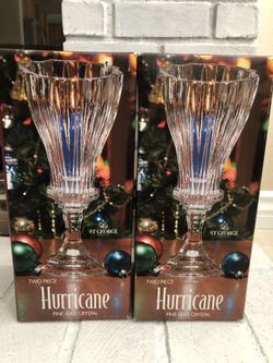 2 St. George Hurricane Fine Lead Crystal Candle Holders