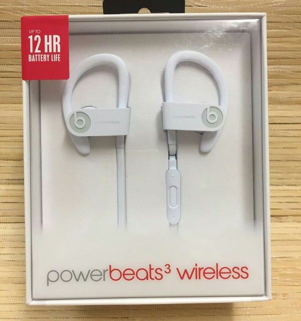All white PowerBeats 3