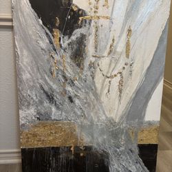 ✨ Chandelier Abstract Canvas Paintings (Gold & Silver Textured Art)