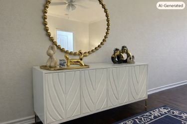 Assembly required ✅White Sideboard Buffet Cabinet with Gold Legs