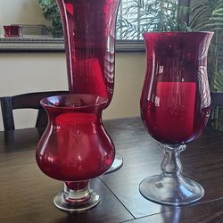 Large red candle holders