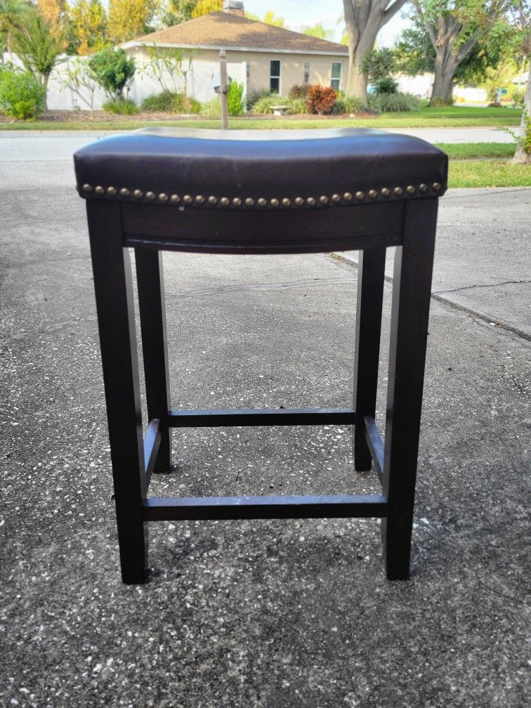 Linon Willamette Backless Faux Leather Brown Counter Stool