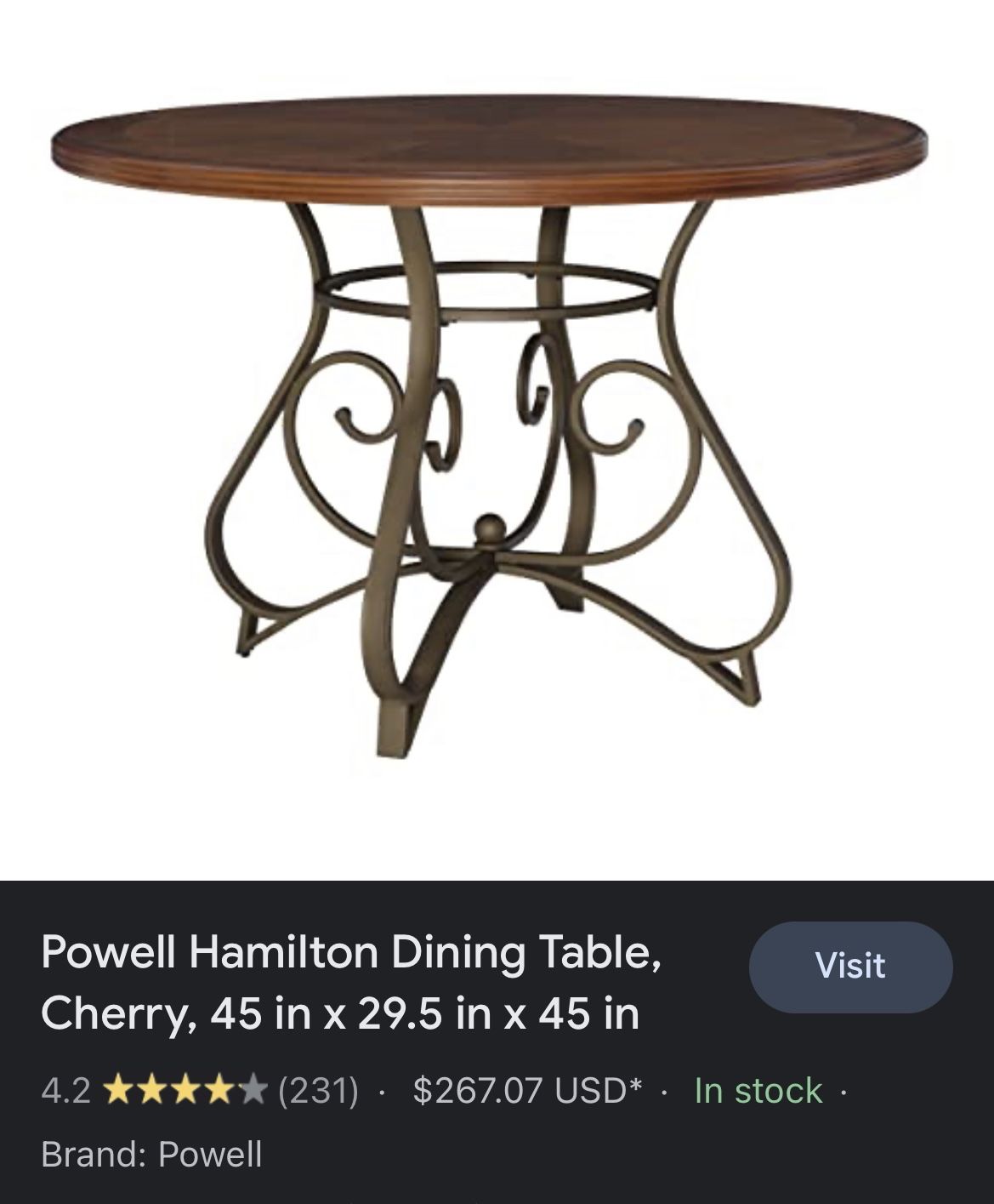 Powell Hamilton Dining Table Base