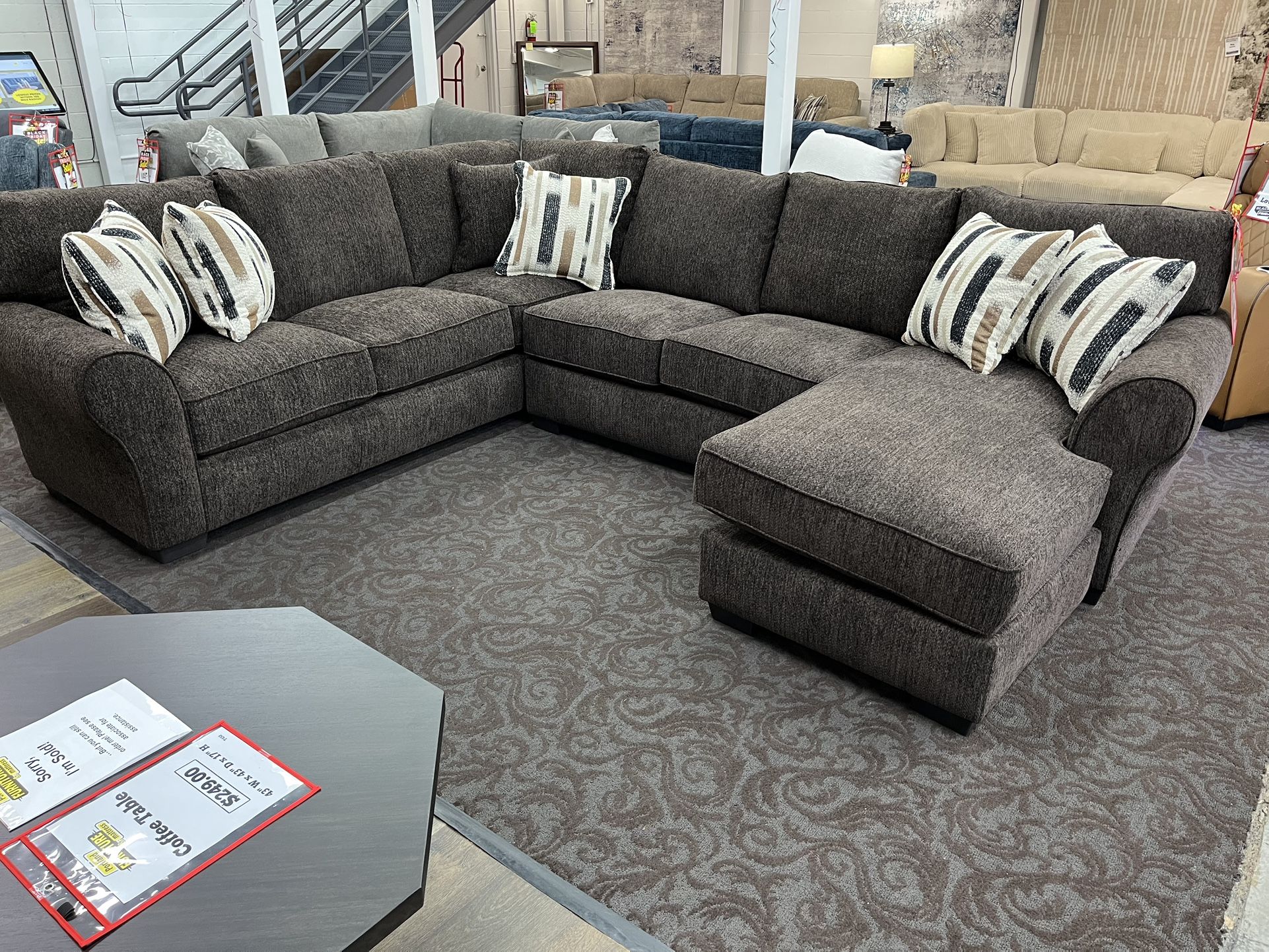 Brown Plush Sectional