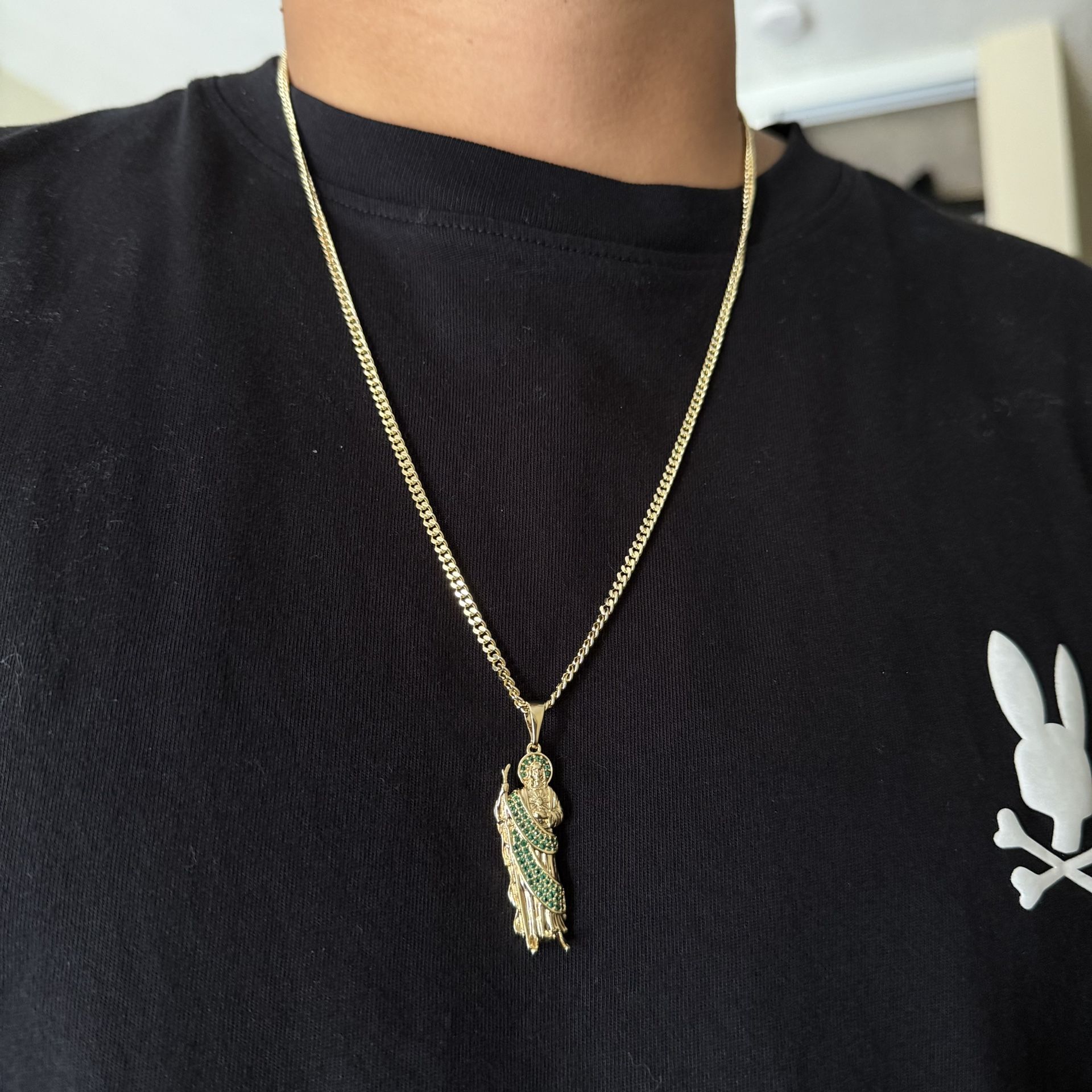 Gold Plated San Judas Pendant And Chain