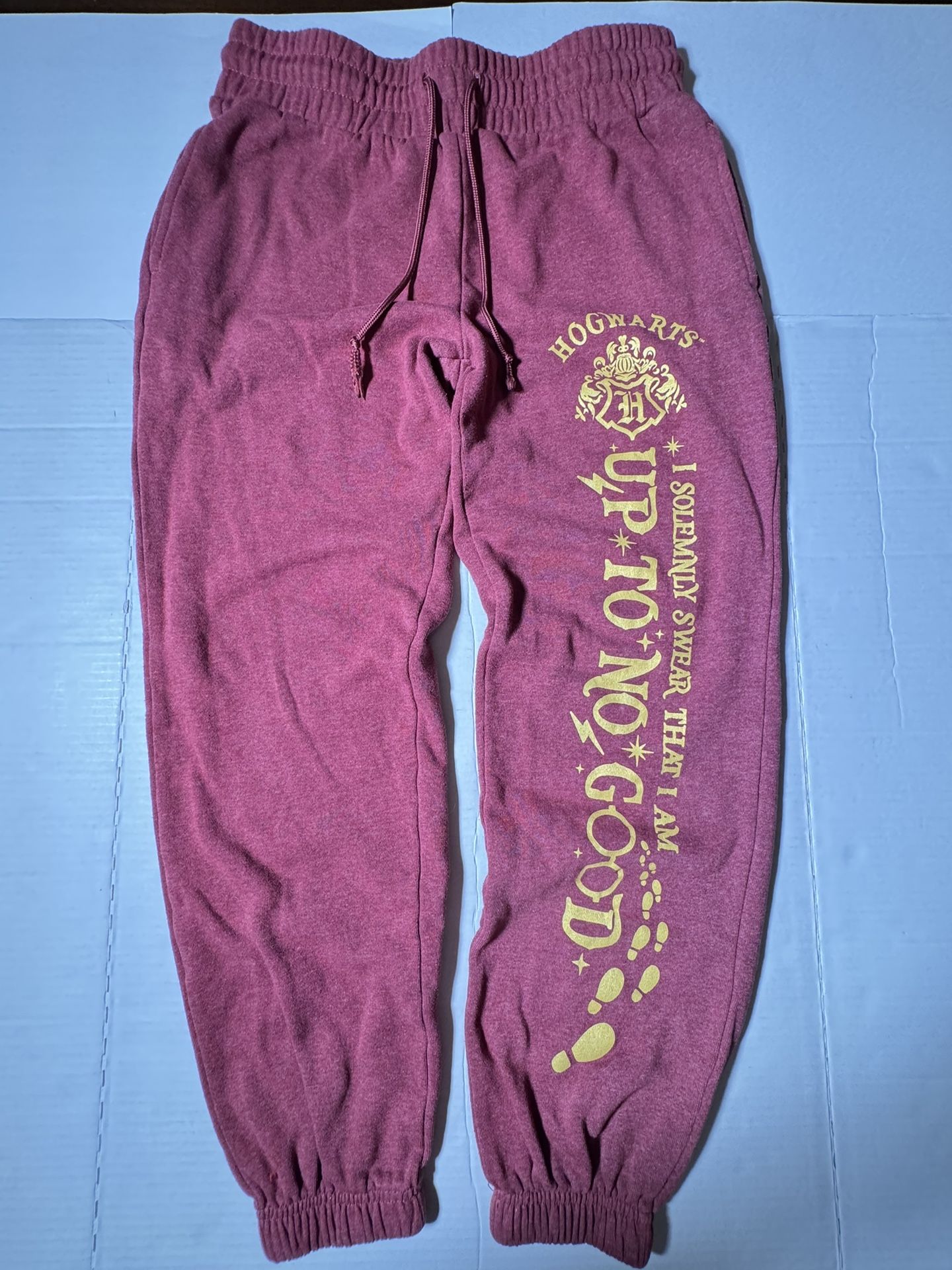 Pre Owned Good Hogwarts Harry Potter Joggers Heather Red Printed Yellow I Solemnly Swear That I Am Up to No Good Women Size Medium