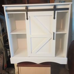 WHITE KITCHEN CABINET WITH SLIDING DOOR 