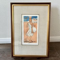 Framed Art Print with Brown Frame African mother R. Feinerman