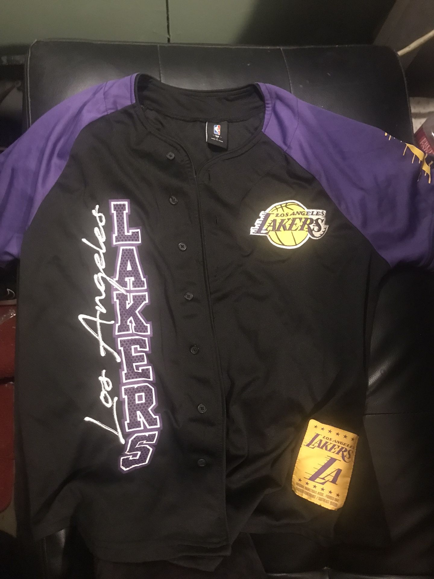 LOS ANGELES LAKERS NBA Jersey Shirt Black Mens Size L