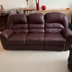 Brown Leather Reclining Sofa 