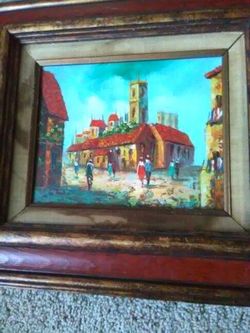 Rare painting by P.G tiele oil city scape painting