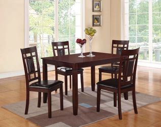 BRAND NEW WHITE/GRAY/BROWN DINING TABLE (48"×36"×30"H) + 4 CHAIRS