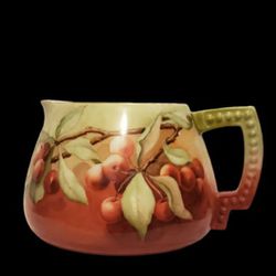 Antique American Belleek handpainted cider pitcher