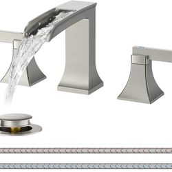 FORIOUS Brushed Nickel Widespread Bathroom Faucet Brass