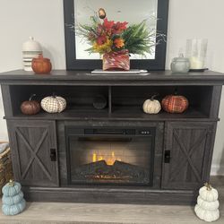 Kellum 54in Gray Media Fireplace Console