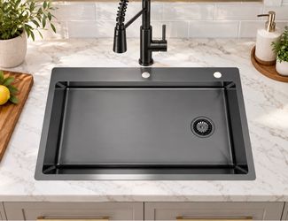 33 in. Gunmetal Drop-In Kitchen Sink – 18 Gauge
