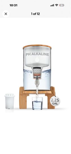 💧 Alkaline Water Filter Dispenser – Glass w/ Bamboo Stand 💧