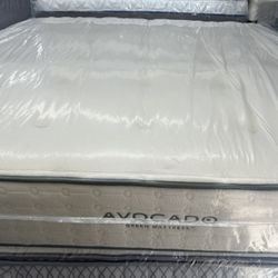 KING SIZE AVOCADO MATTRESS & BOX SPRINGS BED SET