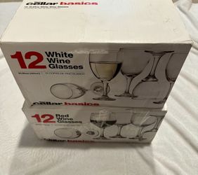 Brand New! 12 Red & 12 White Wine Glasses