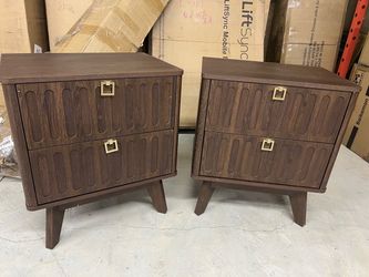 Nightstands Set of 2 with Drawers, 21" Wide Modern Bedside Tables Modern 21" Wide Bedside Tables Set of 2 with Drawers, Stable Nightstands with Handle