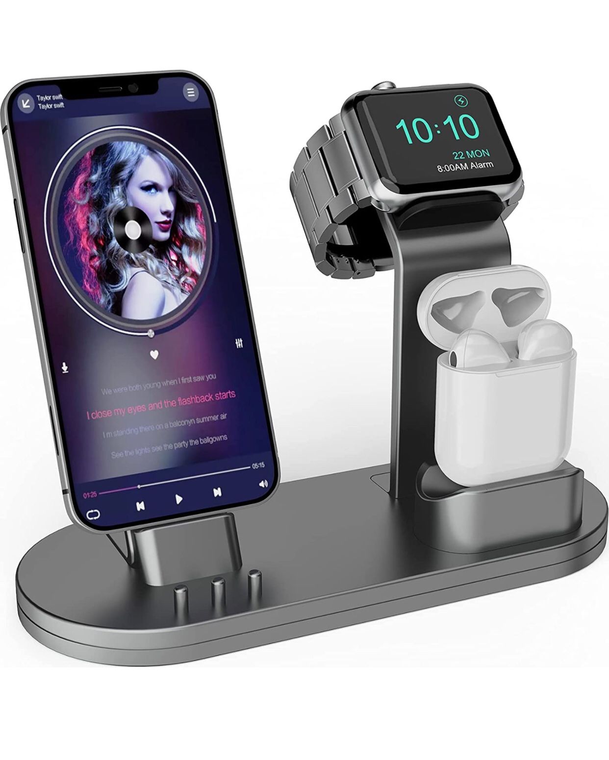 3 in 1 Charging Stand iwatch Stand, Charging Station Compatible with iWatch SE/6/5 /4/3 /2/1, AirPods Pro and iPhone Series 12/11/ X /8/7 /6S /5