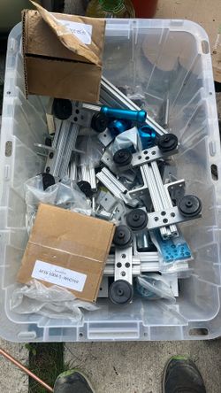 8020 / T-Slot Aluminum Extrusion Lot + Swivellink Brackets, Roller Assemblies & Hardware