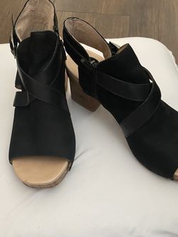 DANSKO Shoes Arlene Black Nubuck Platform Sandal Size 7.5