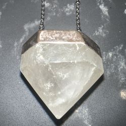 Handcrafted & Healing Hexagon Quartz Crystal Pendant with Silver Chain