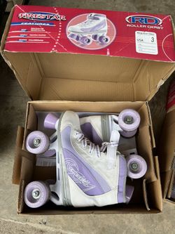 Girls Roller Skates( White/purple) Size 3, By Firestar!!