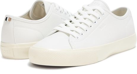 BOSS Aiden Logo Block Leather Low Top Sneaker Size 11