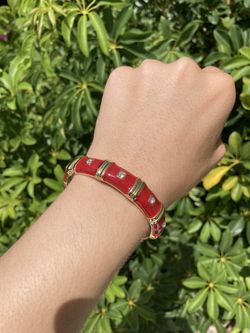 Red Enamel Bangle Bracelet