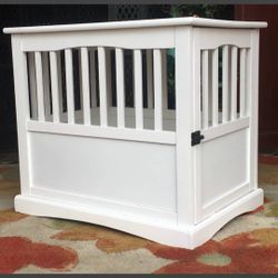 White Wooden Door Cabinet Table with Latch, Farmhouse Style - 28L x 20W x 24H   End table, side table