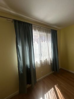 Gray Blue Curtains w/ Sheer White Curtains