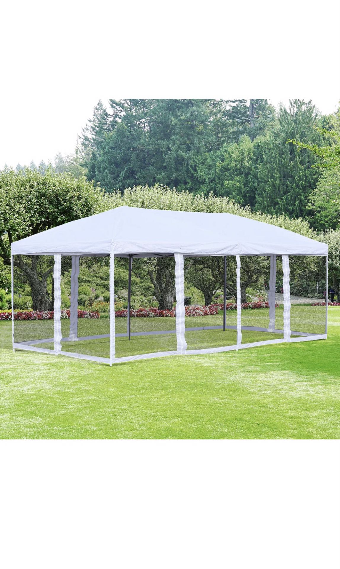 10x20 Feet White Outdoor Easy Pop Up Patio Garden Gazebo Canopy Party Picnic Tent