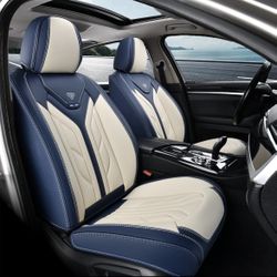Coverado Car Seat Covers Front Seats Only,Fit for Most Sedans SUV Pick-up Truck(Blue&Beige)