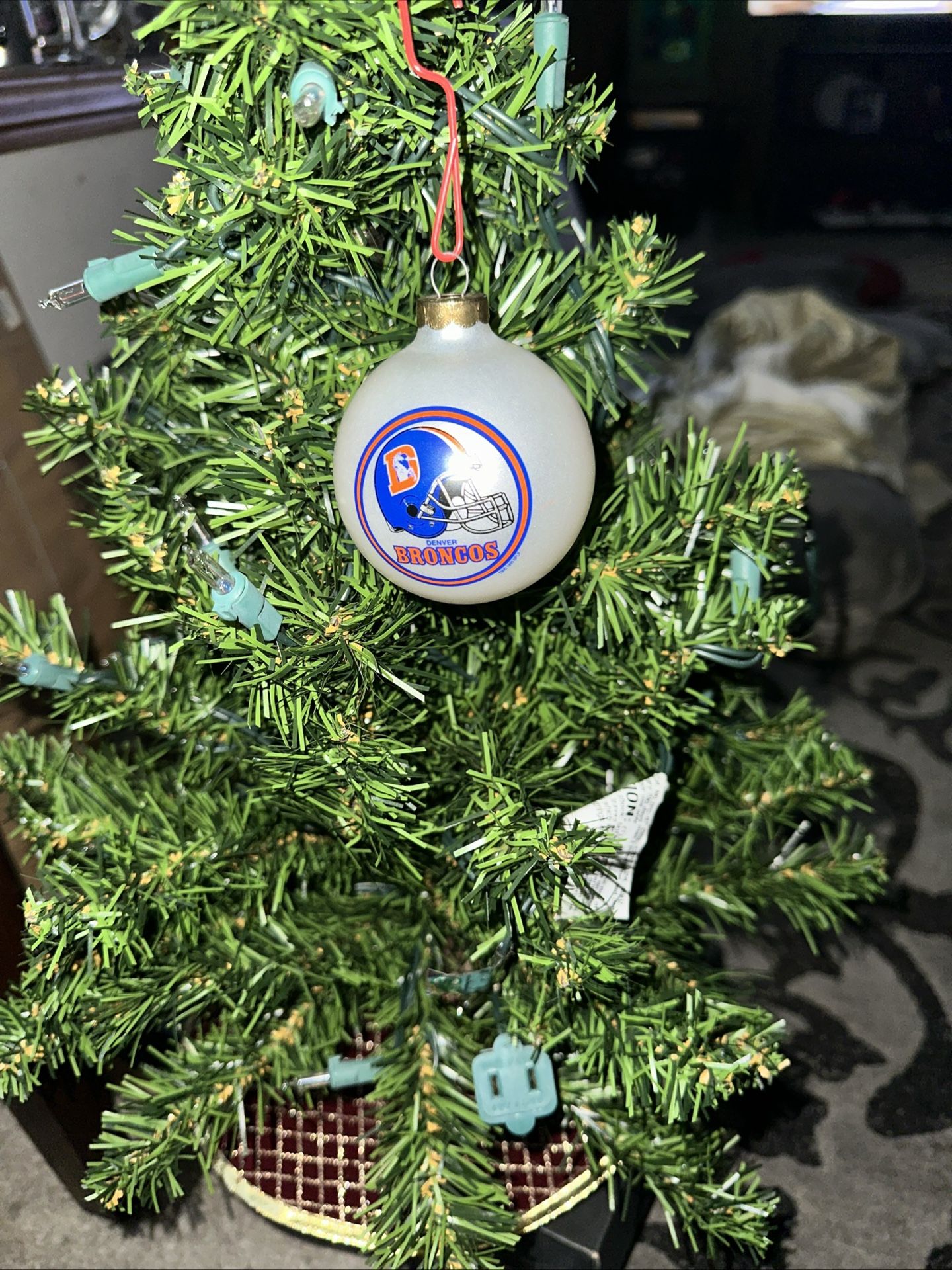 Vintage NFL Denver Broncos Christmas Glass Ornament