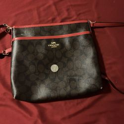 Brown and Red Coach Hand Bag