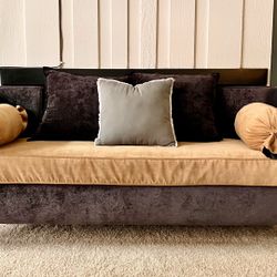 Chaise Sofa Couch In Embossed Paisley Pattern Velvet