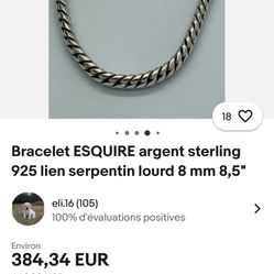 Hand Made 925 Esquire Bracelet Lien Serpentín 