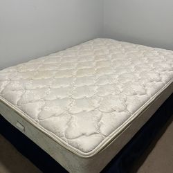 Queen Mattress, Box Spring, Bed Frame And Mattress Topper