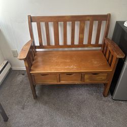 Wood Bench With Drawers