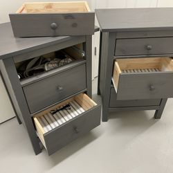 2 Handsome Gray Night Stands 3 Drawers 
