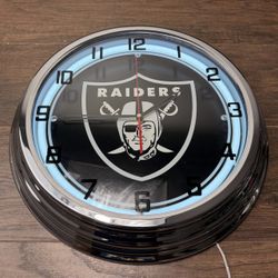 Las Vegas Raiders Neon Clock Football NFL 17" Battery and Adapter